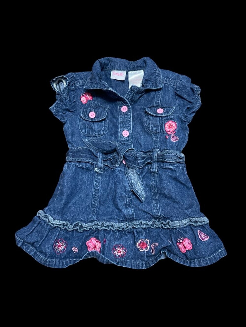 Jean Dress w/ Floral Embroidery & Appliques